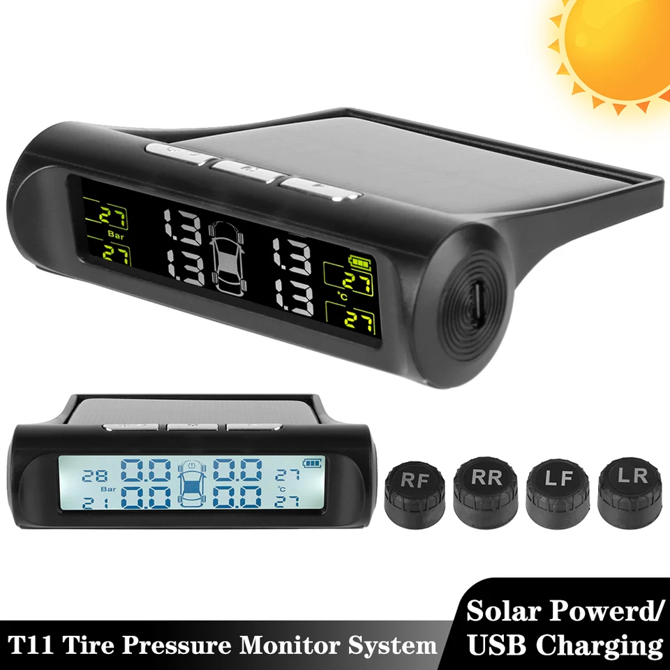 Monitor teploty pneumatiky Automatické bezpečnostné alarmové systémy Automobilové monitorovanie tlaku Systém tlaku USB / Solar TPMS 0-6Bar Universal