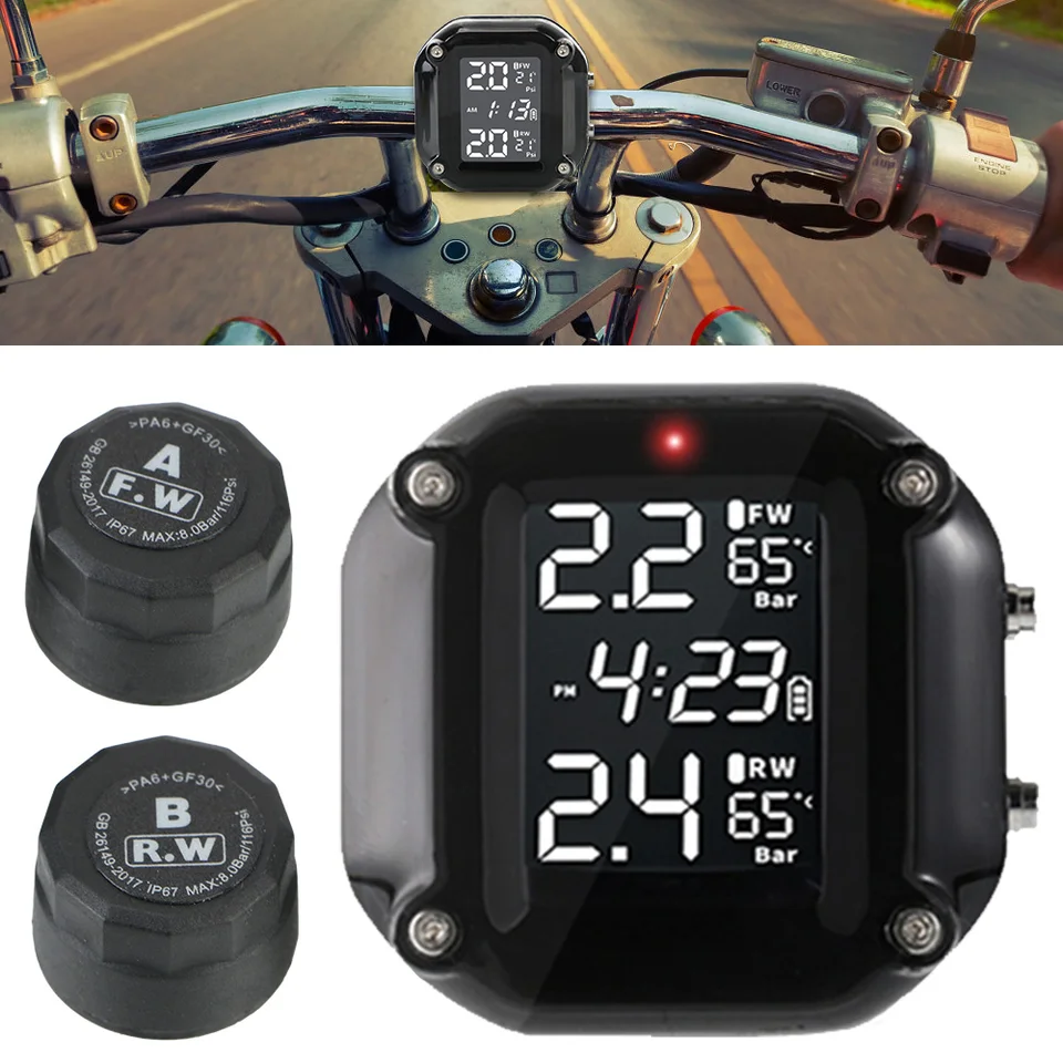 Monitor tlaku na tlaku motocyklov Digitálny displej Digitálne zobrazenie Motocyklové bezdrôtové monitorovanie tlaku pneumatí