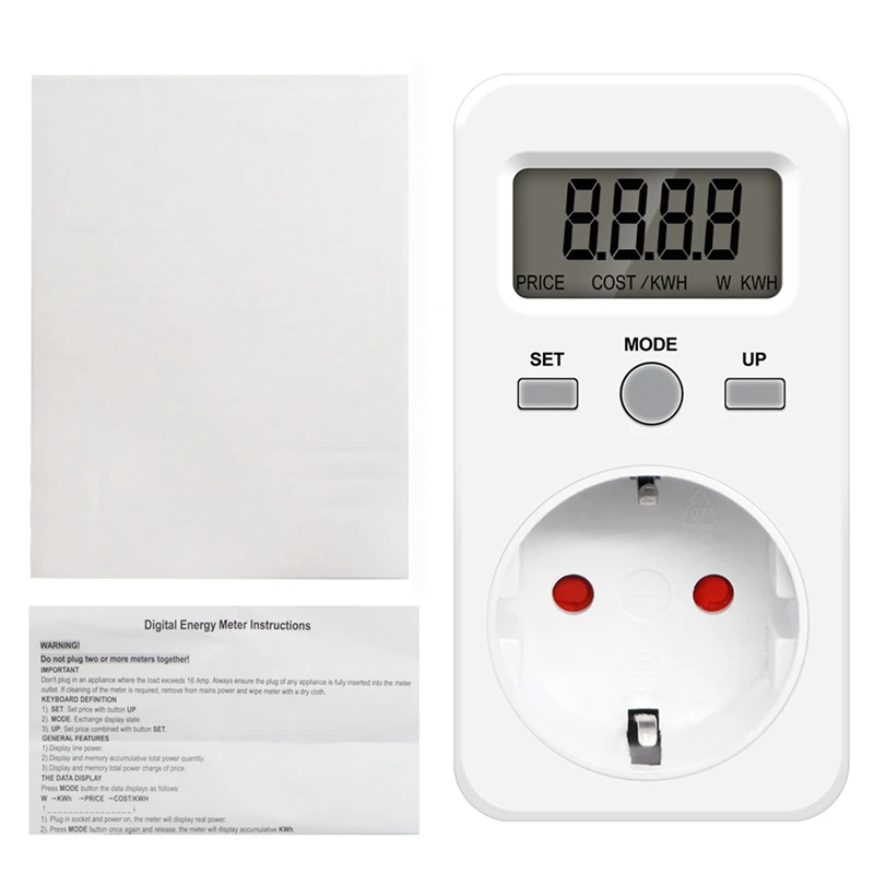 Monitorovať energetické merač zásuvky Digitálne napätie Spotreba Watt AC Electric Analyzer EU zástrčka EÚ