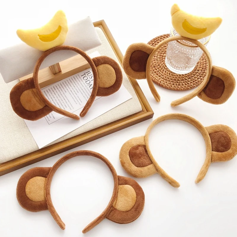 Monkey Hair Hoop Fluffy Banana Hairband Téma Party Výkon čelenky umývanie tváre čelenka karikatúry zvierat Hairbands