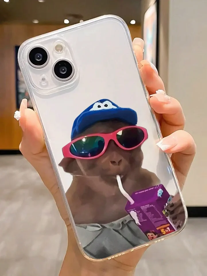 Monkey Maľované perforované puzdro pre iPhone 15 14 Promax 13 12 11 Pro 7 8 Plus xr xs max