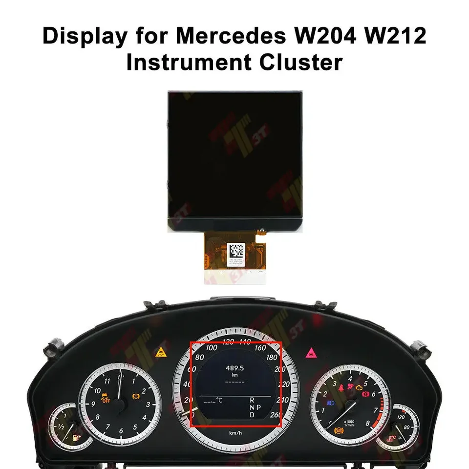 Monochromatický prístrojový rýchlomer LCD Displej obrazovky pre Mercedes Benz W204 W212 Oprava klastra Pixel