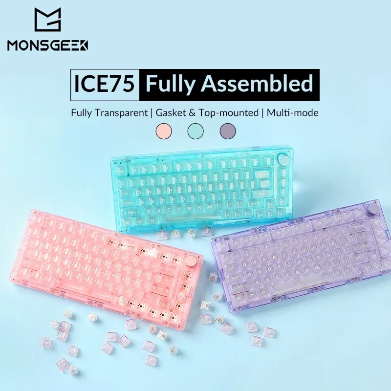 Monsgeek ICE75 Klávesnica Transparentrgb Prispôsobenie HOR-SWAP 1 000 Hz