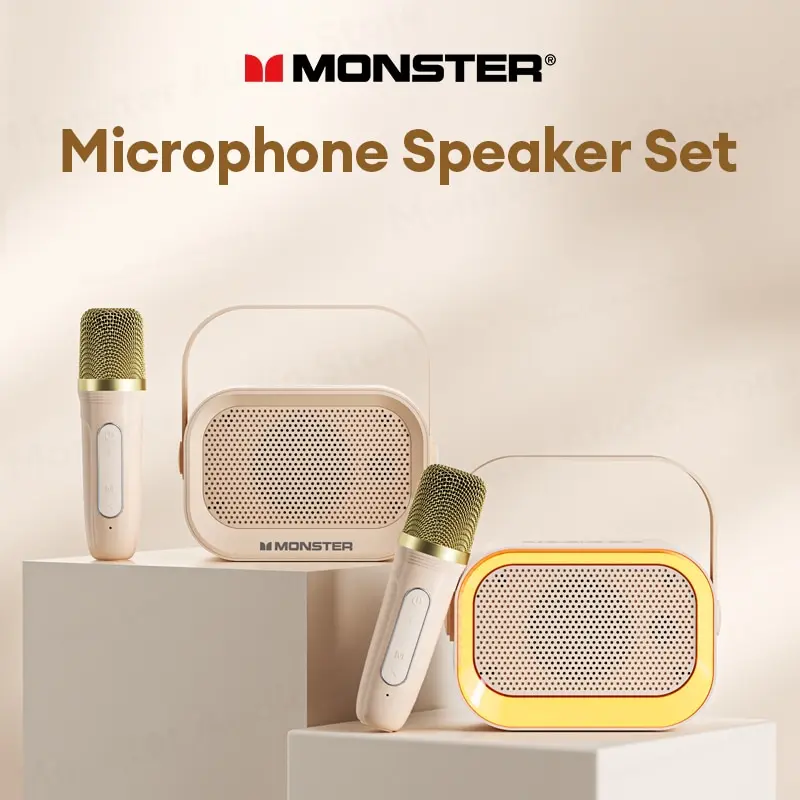 Monster GK600 Wireless Reproduktory mikrofón sada Bluetooth Audio prenosný vreckový vreckový mikrofón KTV Multifunkčný prehrávaný reproduktor