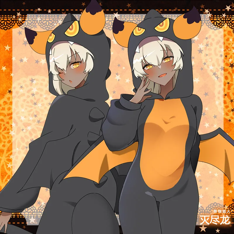 Monster Hunter Nergigan Cosplay kostýmy anime hra Kigurumi unisex zimné pyžamy flanel kombinézy spánok