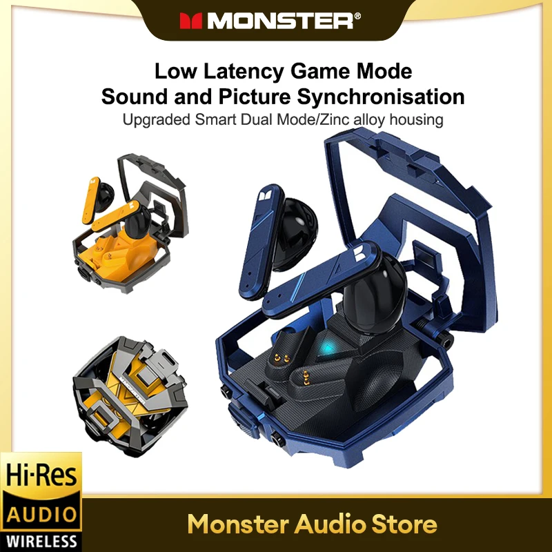 Monster XKT09 TWS bezdrôtové slúchadlá Bluetooth 5.2 Slúchadlá Gaming Sports Sports Redukcia hluku Duálny režim náhlavná súprava