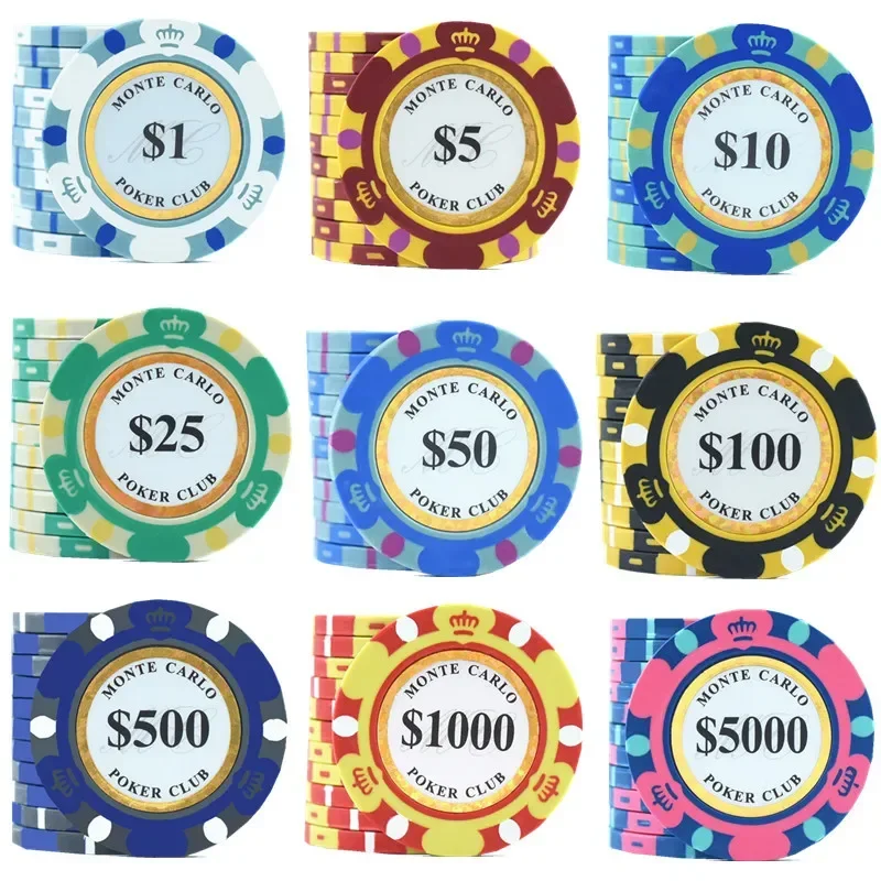 MONTE DOLLAR Carlo Coins 10ks Golden Clay Poker Chips Casino Coins 14 Glam Clay Coin Poker Chips Zábava
