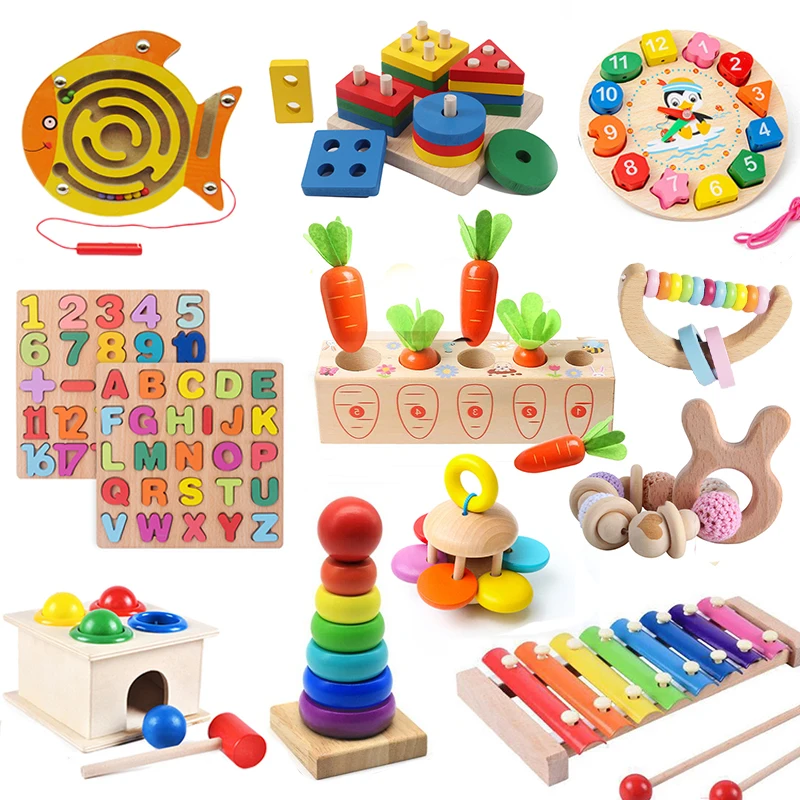 Montessori detské drevené hračky 1 2 3 roky skoré učenie detské hádanky Montessori detské hry Vzdelávacie hračky pre deti