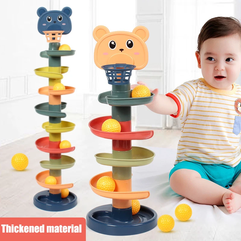 Montessori detské hračky Rolling Ball Pile Tower Tower Finger Training Vzdelávacie hry Rotujúce stohovacie stopy Dojčatá Vývoj