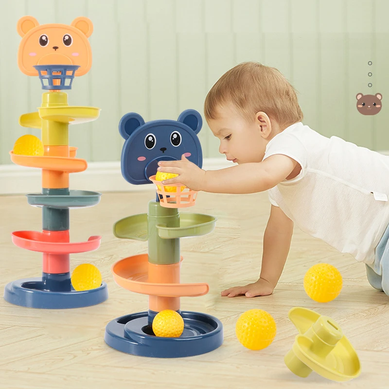 Montessori Hračky dieťa 0 12 24 36 mesiacov trať Rolling Ball Push Pop Posuvná lopta skoré vzdelávanie hračky hračky pre deti senzorické hračky