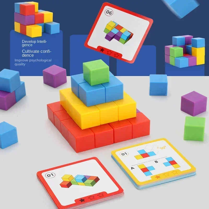 Montessori Magic Block Puzzle Toy Spatial Logical Thinking Training Game Rainbow Blocking Blocks Math Educational Hračky pre dieťa