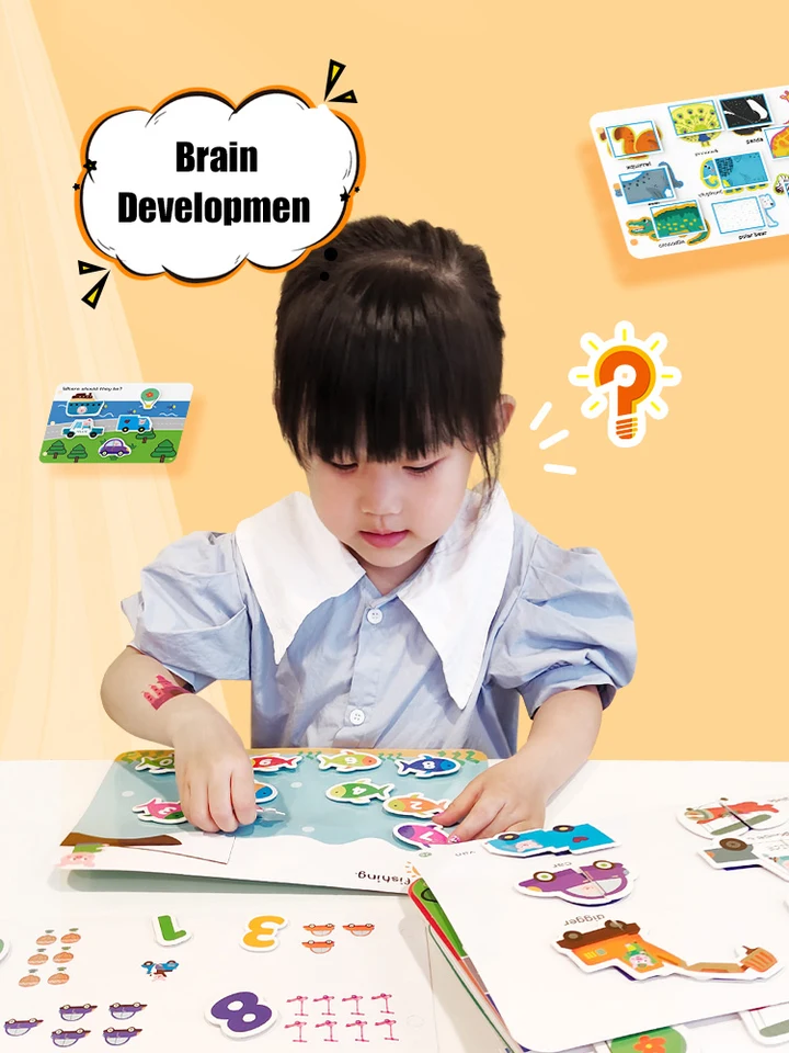 Montessori matematická anglická pasta tichá kniha Deti hračky My First Busy Deti Book Sticker Zodpovedajúca puzzle Game Vzdelávacie hračky