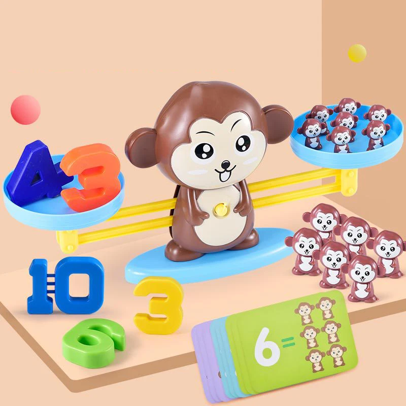 Montessori Math Toy Monkey Balance Baby Montessori Vzdelávacie hry Číslo hračiek vzdelávacie hračky Výučbový materiál