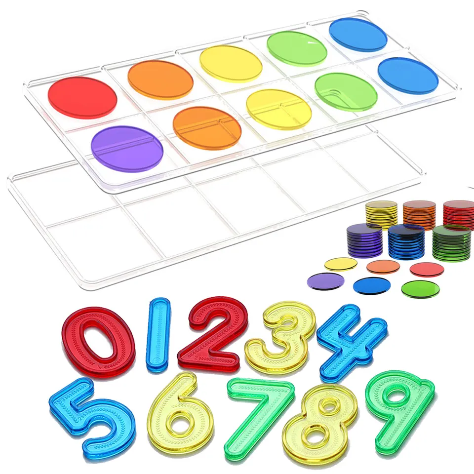 Montessori Math Toys Light Table Table Materiál Transparentné číslo pre deti 3 roky vzdelávacie zdroje výučby