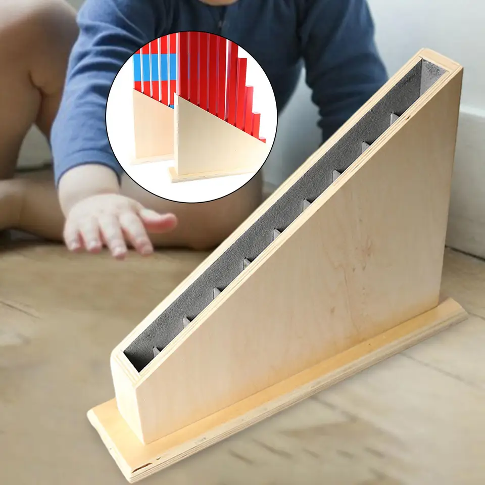Montessori prúty stoja červené modré dlhé tyčinky základňa počítanie výučby pomoci dreva dlhá tyč stojan pre batoľatá pre deti predškolské zariadenie