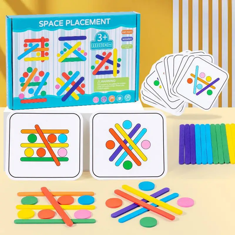 Montessori Rainbow Stick Puzzle Hrage Farba Tvar Zodpovedajúce logické myslenie Game Vzdelávacie hračky pre deti predškolské výučby AIDS