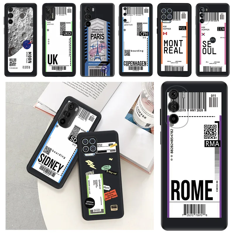 Montreal Sidney Travel Ticket Label Pase Pase pre Motorola Moto G73 G53 G82 G72 G52 G32 G22 G71 Edge 20 30 G Stylus G60 G51 50
