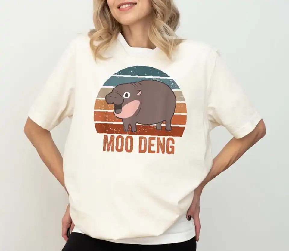 Moo Deng Bootleg tričko roztomilý košeľa moo deng i love Moo Deng košeľa vtipné dieťa hippo košeľa pygmy hippo košeľa hippopotamus mikiny