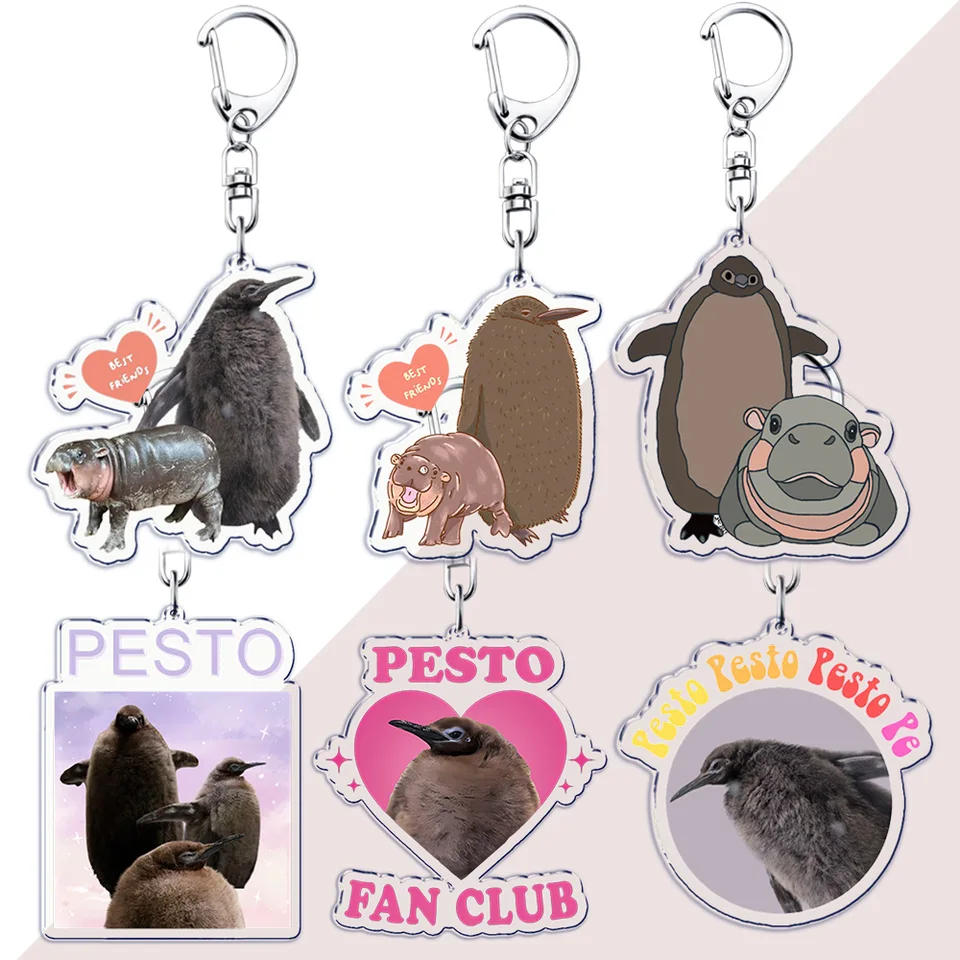 Moo Deng pesto tučniaka detské kľúče kľúče pre doplnky pre doplnky Žena BAG Animal Meme roztomilý prívesok