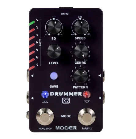 Mooer bubeník x2 gitarový pedál Stereofónny bubnový stroj Pedál s plniacou funkciou TAP Tempo EQ gomb