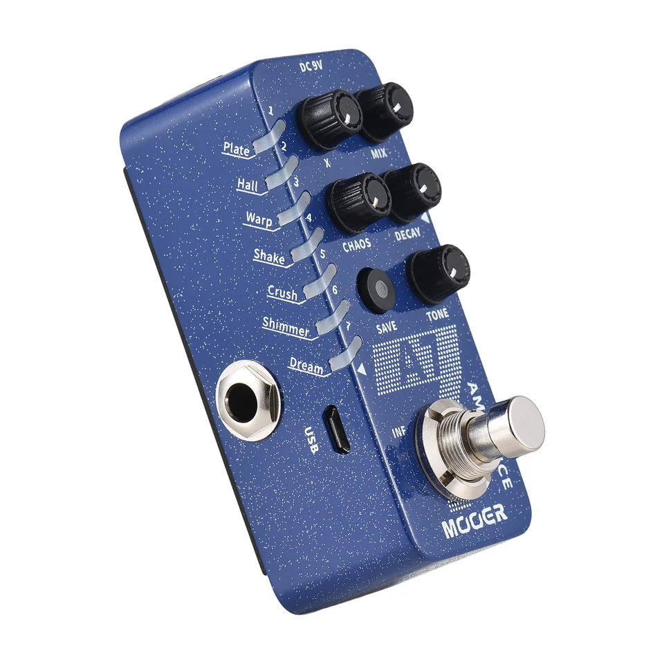 Mooer Guitar Digital Reverb Pedal 7 Reverb Tones Effects True Bypass Vstup/výstupné rozhranie Mini reverb