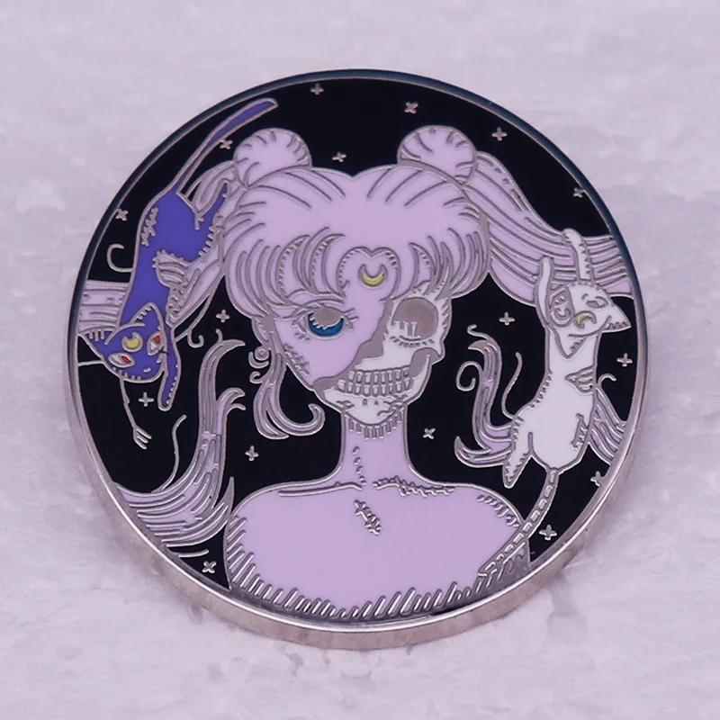 Moon Hare Ware Ice Moon lebka anime dievča broš