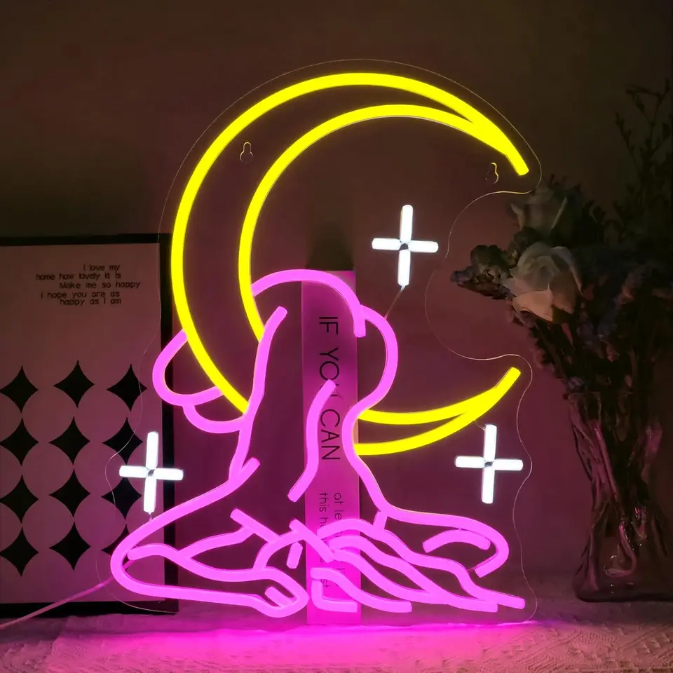 Moon Lady Usb poháňaná LED Neónové znamenie neónovej ľahkej steny dekorácie lampa pre izbu dekorácia bar Party Salon Decoration Darček k narodeninám