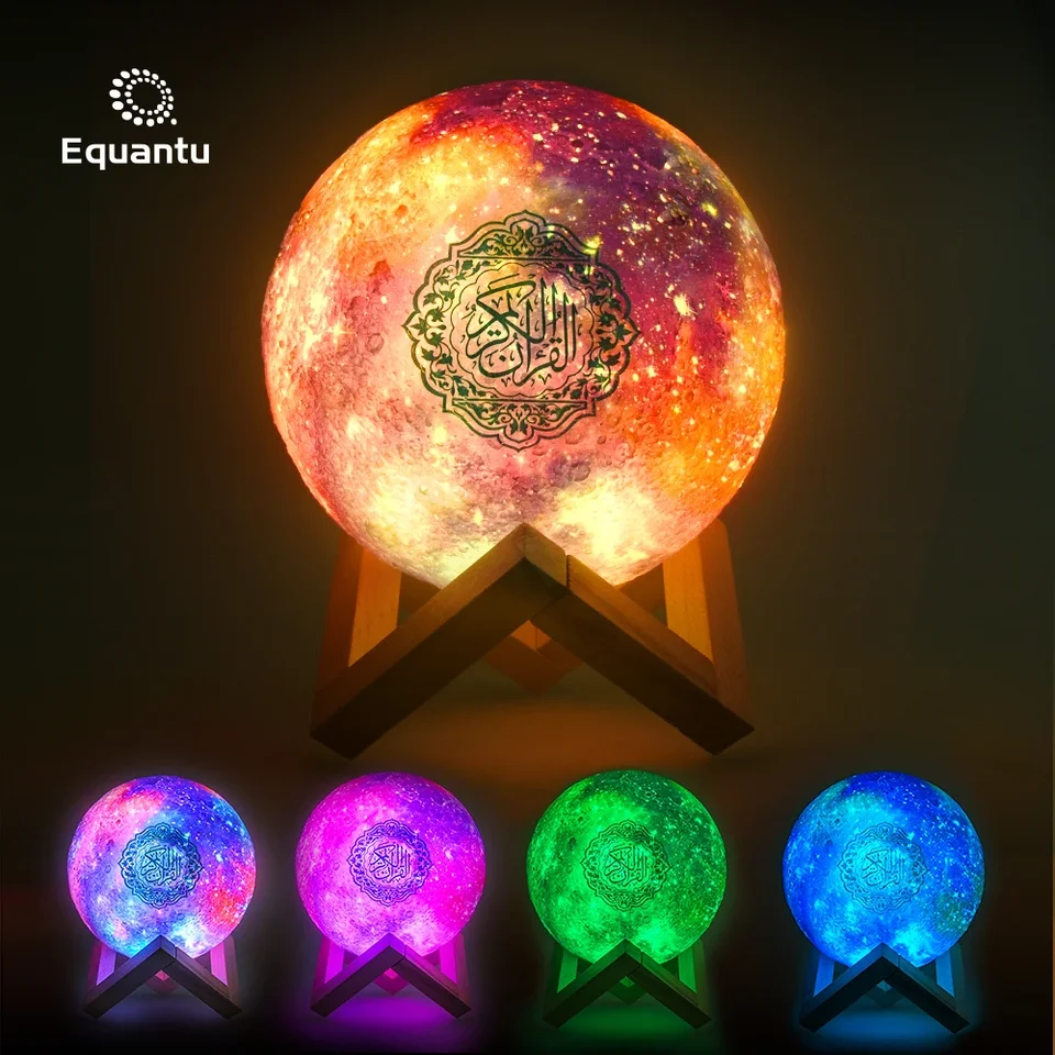 Moon Lamp Korán reproduktor dotyk LED nočné svetlo Plné koránový pamäťový karta Korán hráča moslimský darček