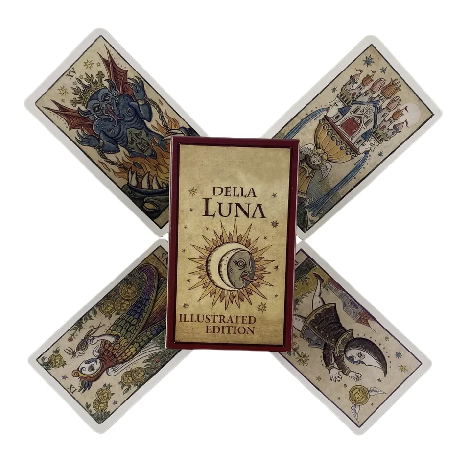 Moon Tarot della Luna Deck Cards A 89 Oracle English Visions Divinted ilustrované vydanie Borad hracie hry