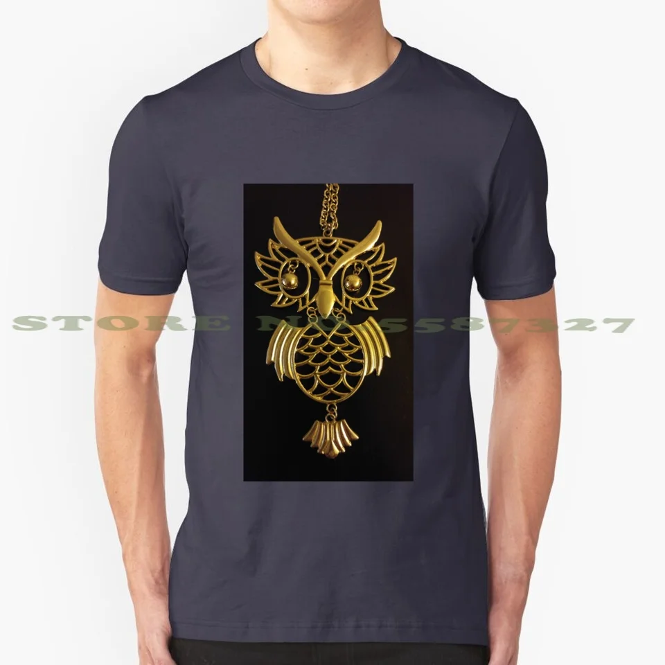 Moonlight Owl 100% bavlnené tričko šperky šperky olw strieborné zlato lesklý lesk Čierne tmavé jednoduché elegantné elegantné sexy krásne