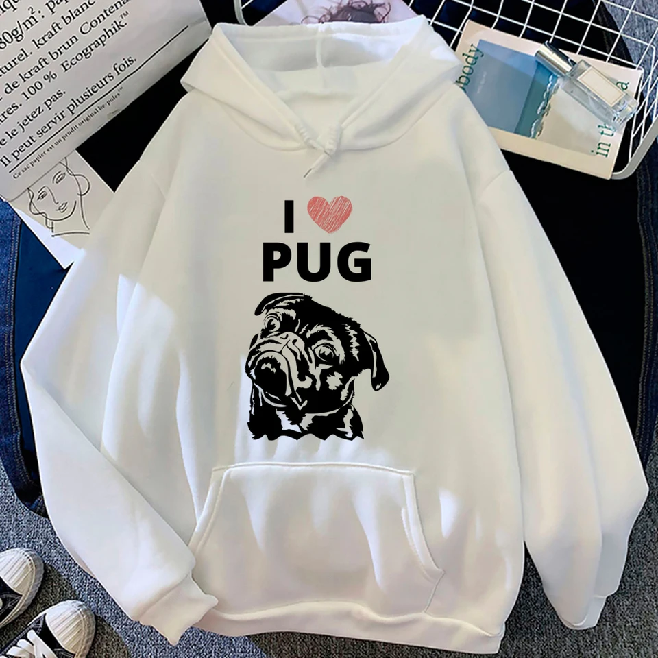 Mops mikiny Ženy 90. roky anime oblečenie pullover ženská gotická kapucňa