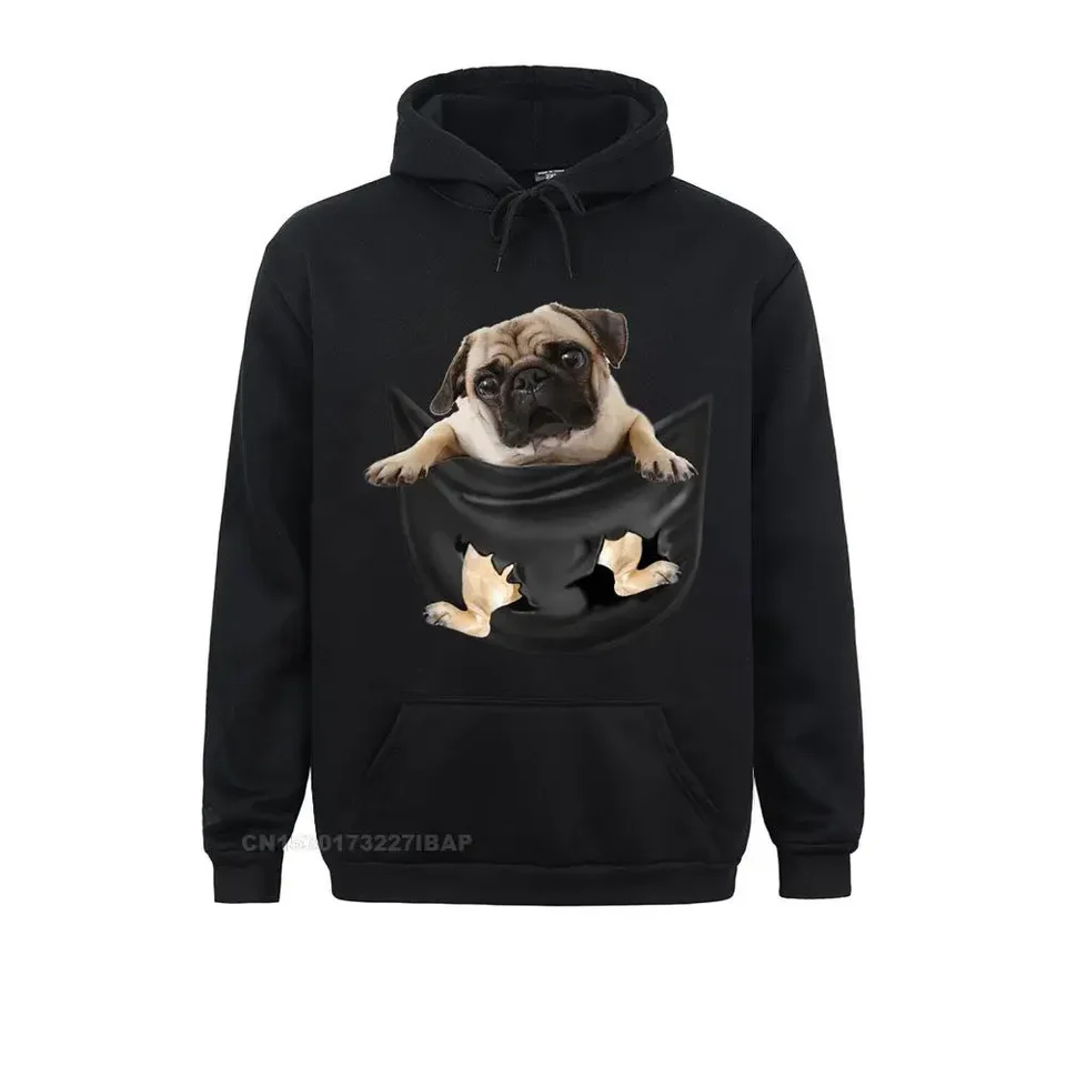 Mops vo vrecku vtipné milovníci psov kostýmy kostýmy mikiny sviatočné mikiny pre mužov vtipné aprílové bláznové denné mikiny 3D štýl kapucne