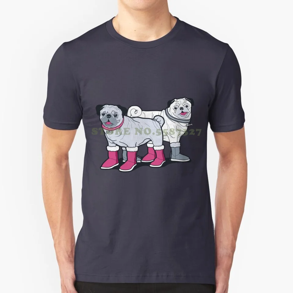 Mopsy v uggs 100% čisté bavlnené tričko Puggs nie uggs mops mops u uggs psov psa v topánkach mops