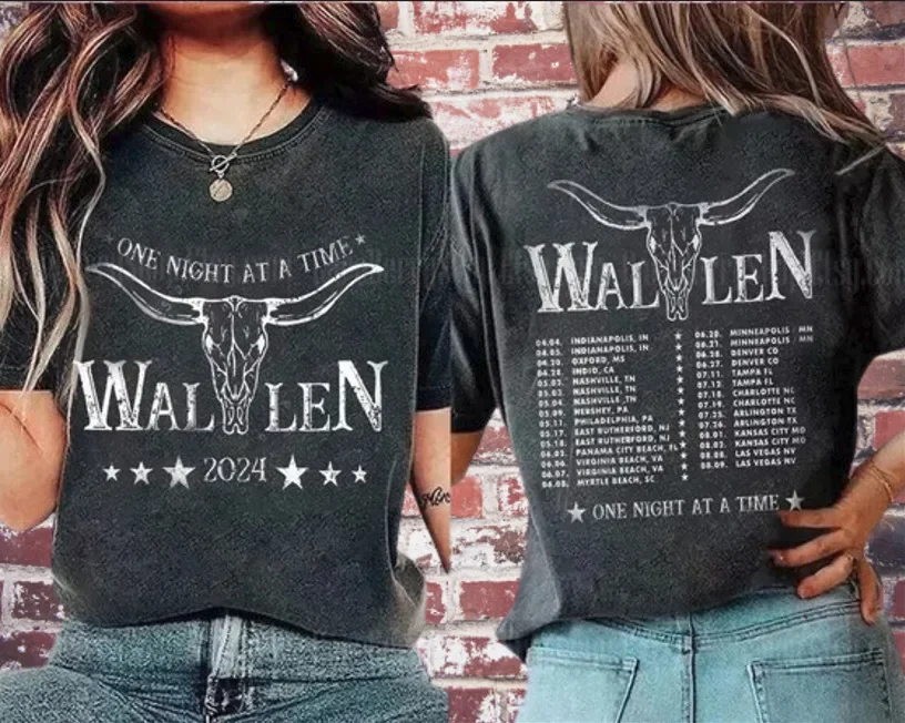 Morgan Wallen Tour 2024 Jedna noc v Time Tour Country Music T tričko čierny gif