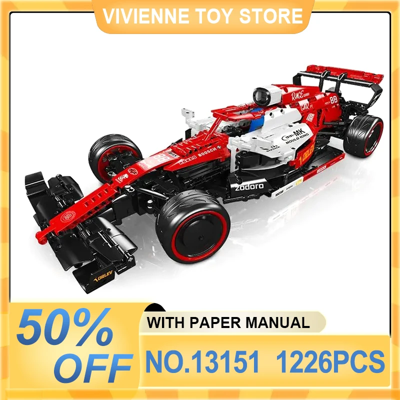 MORS KING 13151 Technický šampión Formula F1 Building Blocks Blocks Racing Vozidlá tehly Zhromaždenie hračiek pre deti vianočný darček