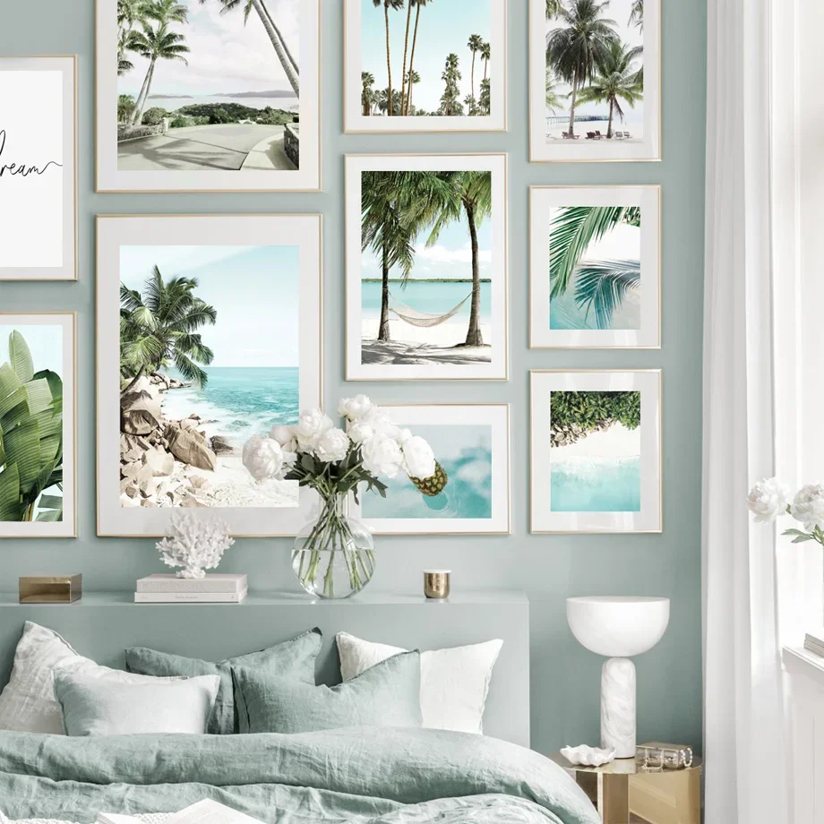 Morská pláž ananás Palm Palm Leaf Tree Plant Wall Art Art Canvas Maľovanie Nordic Plagáty a výtlačky Wall Obrázky pre obývaciu izbu dekor