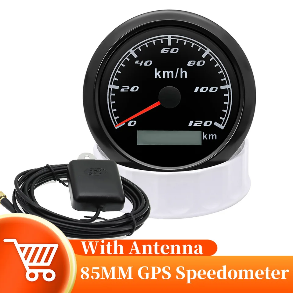 Morský čln 120 kmh GPS rýchlomer 85 mm univerzálny vodotesný kilometer s GPS anténa 12/24 V 85 mm držiak držiaka