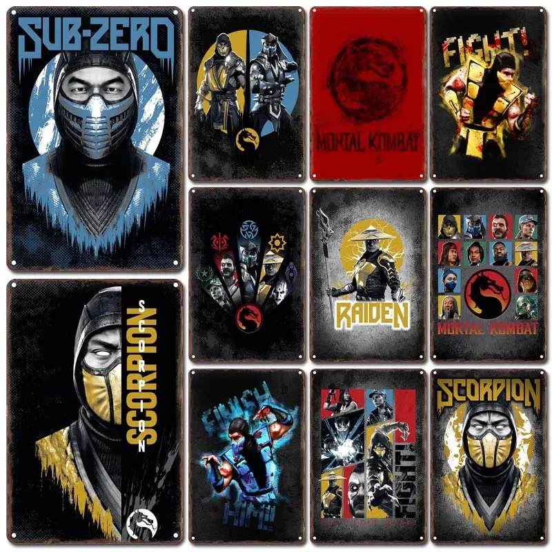 Mortal Kombat Kovové nástenné umenie vintage kovové znamenie retro herná izba dekorácia moderná domáca dekorácia plagát dekor garáž