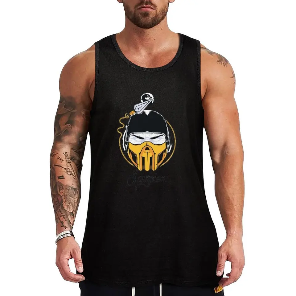 Mortal Kombat- Scorpion Tank Top Gym Tir Tirt Men Men bez rukávov tričko bez rukávov
