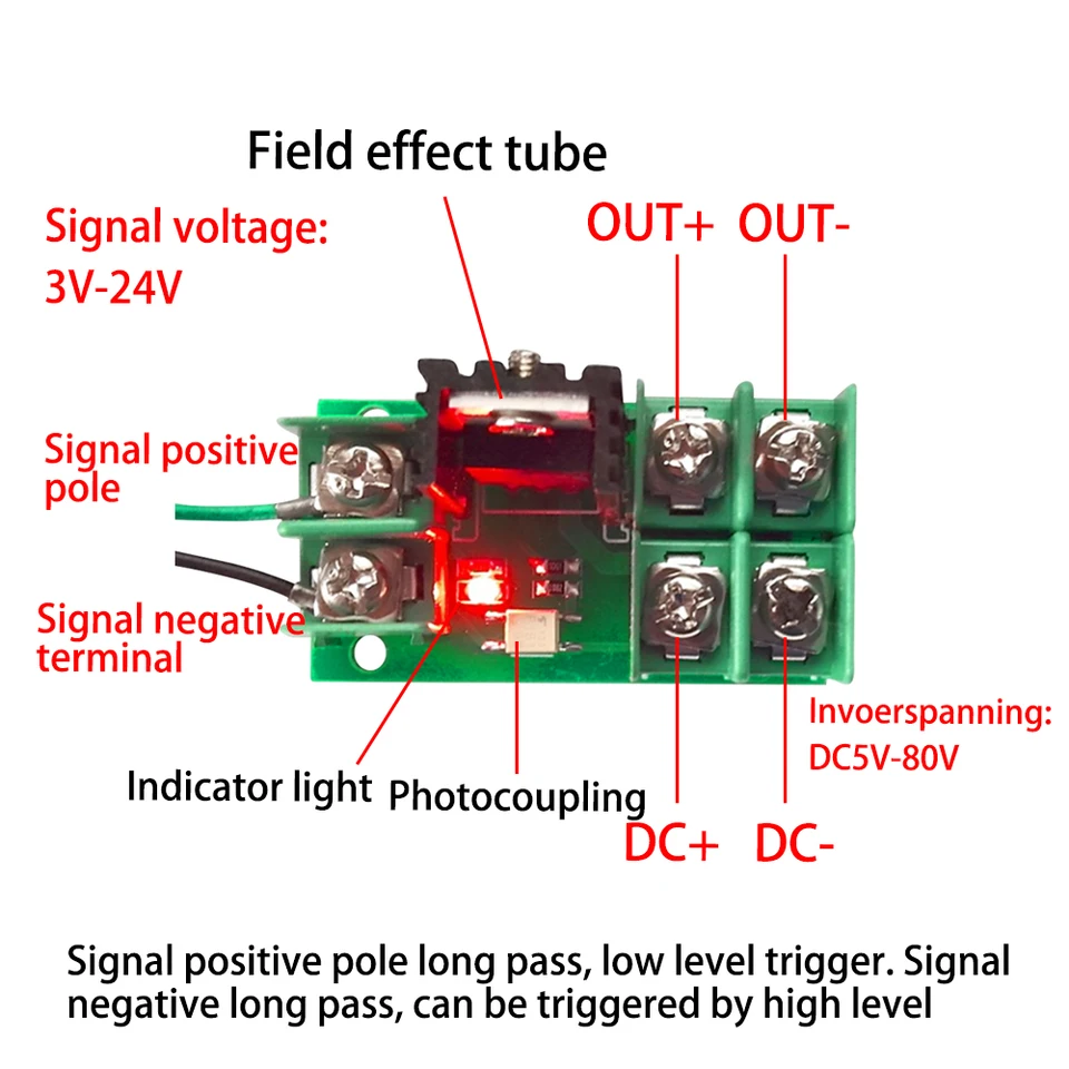 MOS OptoCoupler Izolácia Elektronická riadiaca doska DC Riadenie 3V ~ 24V Vstup 8V ~ 80V Výstupný modul spínacieho spínača FET spúta
