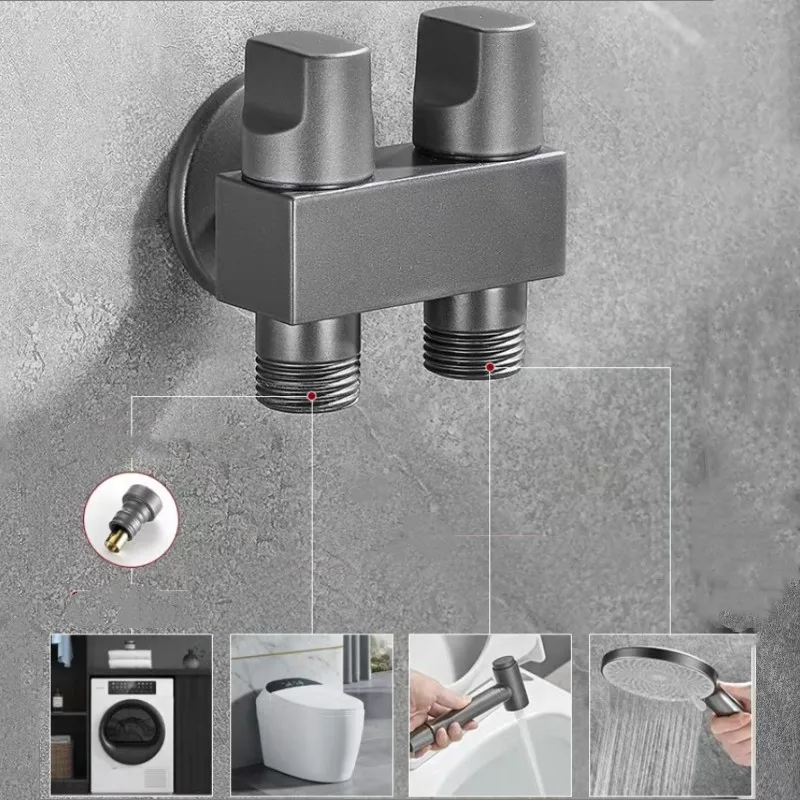 Mosadz One z dvoch mimo mini multifunkčného skratu Angle Uhlového ventilu Nezávislý spínač 4/6 bodového rozhrania práčka Faucet Graket