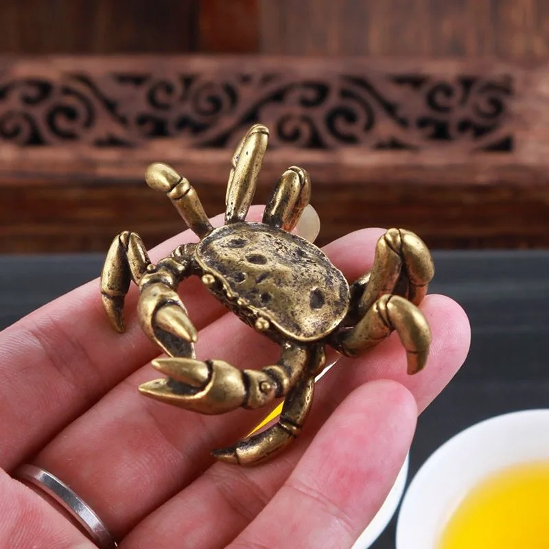 Mosadz retro krab dekoratívne figuríny pevné medené remeselné prístupy miniatúry stolové dekorácie krab