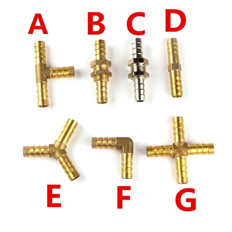 Mosadzná garbová potrubia 2 3 4 -Way Connector pre 4 mm 5 mm 6 mm 10 mm 12 mm 16 mm 19 mm hadicový medený pagoda vodné tvarovky