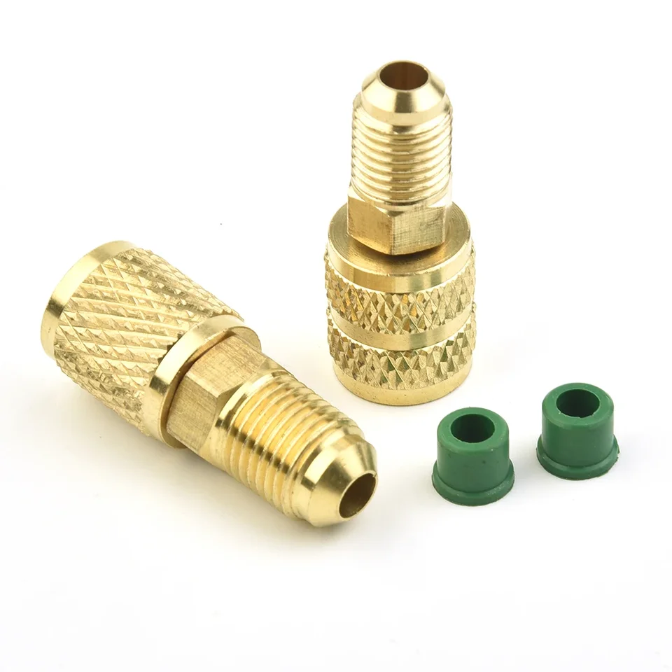 Mosadzný adaptér 2pc 5/16 1/4inch Change Ventil pre R410A R32 R22 pre chladivo HVAC Split Klimatizačné zariadenia Výkonový nástroj