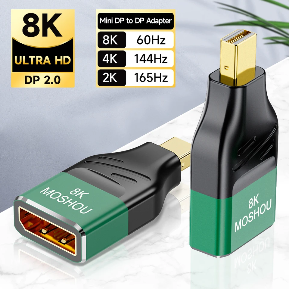 Moshou Displayport 2.0 Mini DP to DP Adapter Display Port na zobrazenie portu muža pre ženskú extender 8k@60Hz 4K@144 Hz Conventor