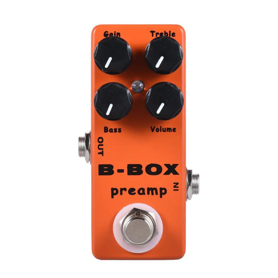 Mosky B-Box Electric Guitar Preamp predzosilňovač Overdrive Effect Pedál s plným kovovým škrupinom True bypass