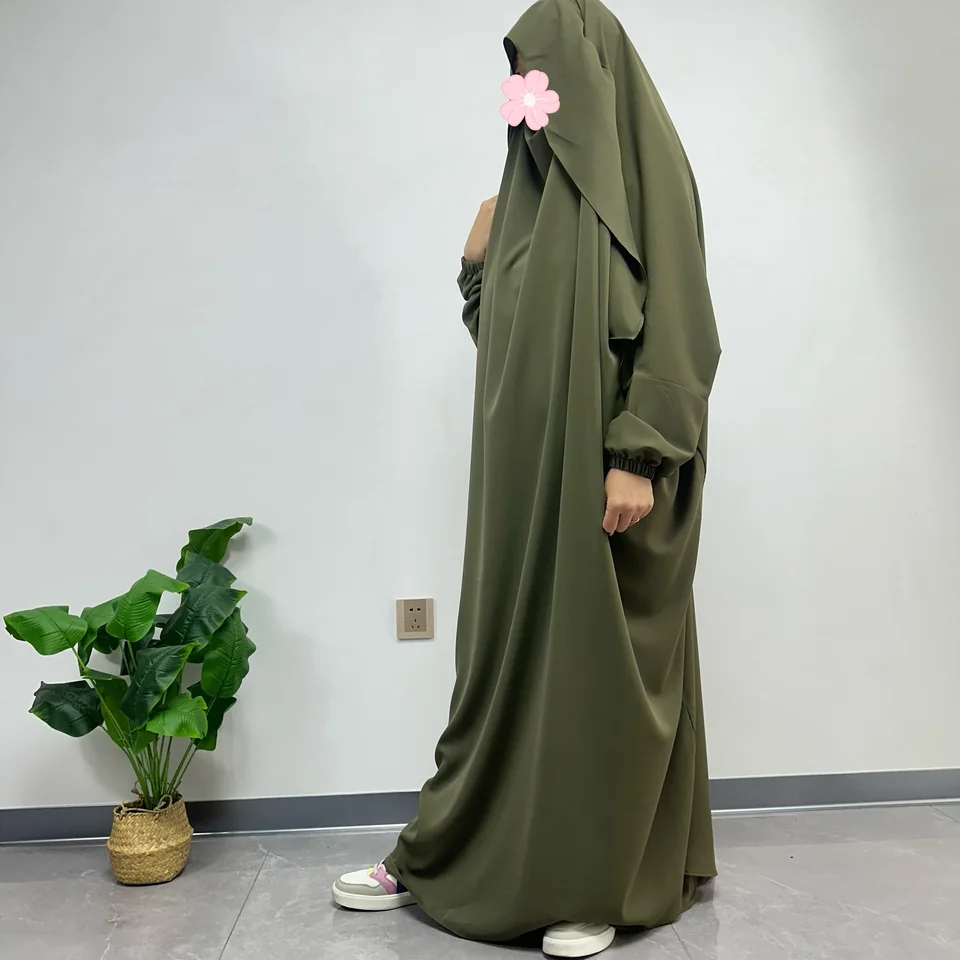 Moslimské abaya Ženy Jilbab Islamské oblečenie Dubaj Saudské čierne rúcho turecké skromnosť jednodielne modlitebné šaty s kapucňou s dlhým rukávom