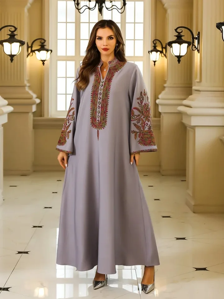 Moslimské výšivky pre ženy večierky Abaya arabské dlhé plášte šaty jalabiya eid ramadan maroko dubajský islam Vestidos Largos