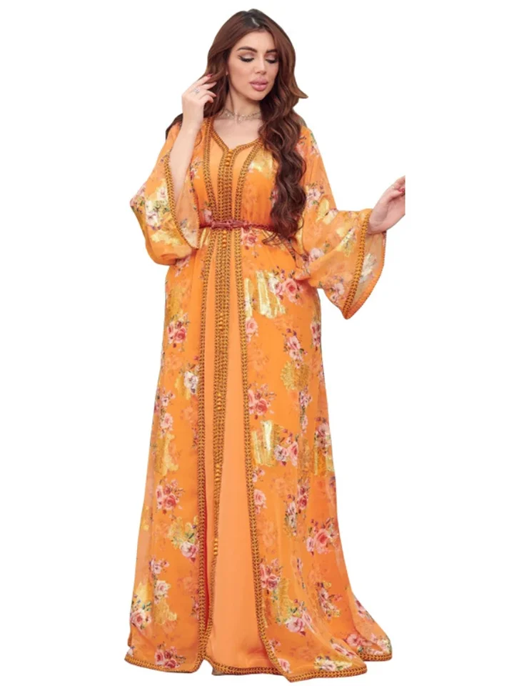 Moslimské šaty Abaya Ženy 2 kusové súprava Jalabiya Maroko Party šaty kimono rúž Long Kaftan Ensemble femme Vestidos Largos 2025