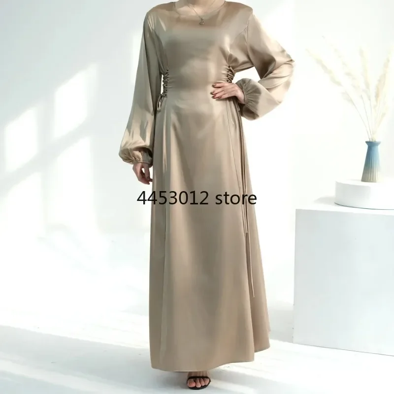 Moslimské šaty pre ženy, Eid Mubarak, rukáv balónov, tureckú párty, kaftan, islamské saténové šaty, arabské abaya dubaj, luxusná móda